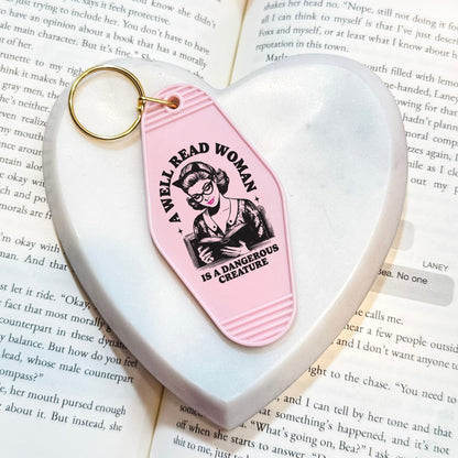 A Well Read Woman Is A Dangerous Creature Motel Keychain - Starry Skies Austin