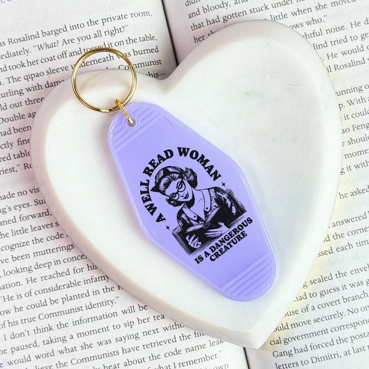 A Well Read Woman Is A Dangerous Creature Motel Keychain - Starry Skies Austin