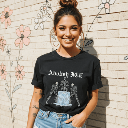 Abolish ICE Skeleton Knight Adult Graphic Tee - Starry Skies Austin