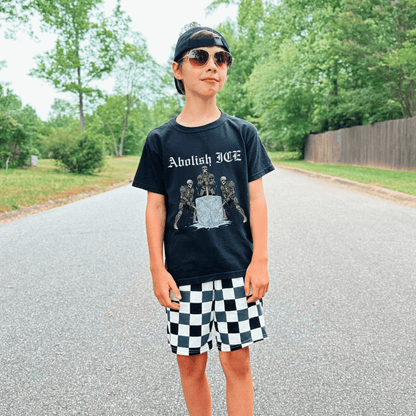 Abolish ICE Skeleton Knight Kids Graphic Tee (Adult Baby Tee) - Starry Skies Austin