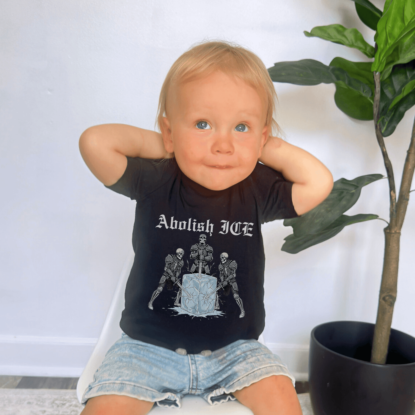 Abolish ICE Skeleton Knight Toddler Graphic Tee - Starry Skies Austin