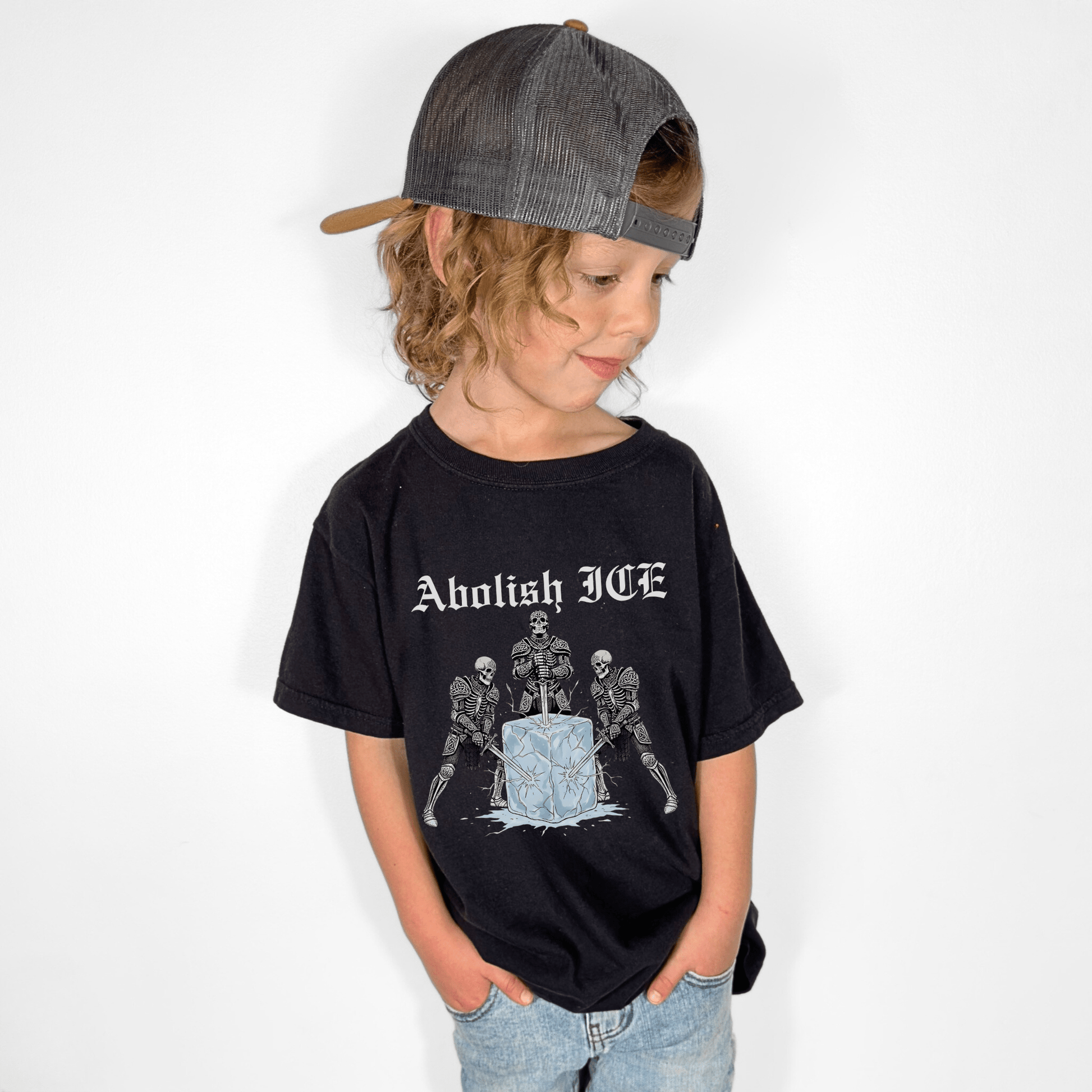 Abolish ICE Skeleton Knight Toddler Graphic Tee - Starry Skies Austin
