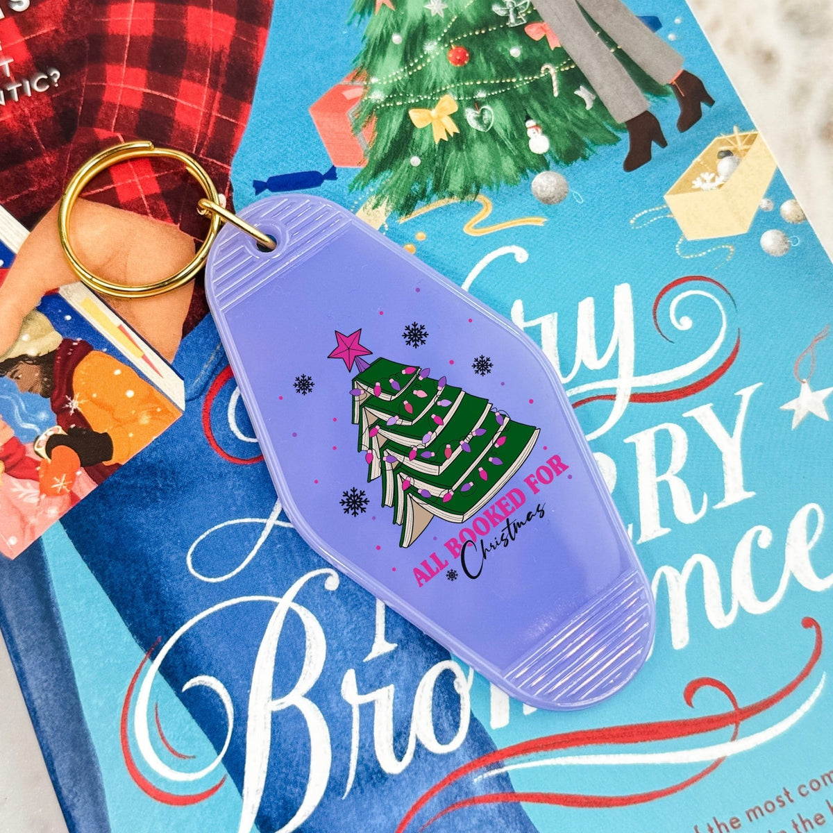 All Booked For Christmas Motel Keychain - Starry Skies Austin