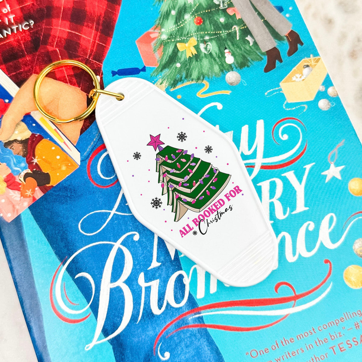 All Booked For Christmas Motel Keychain - Starry Skies Austin