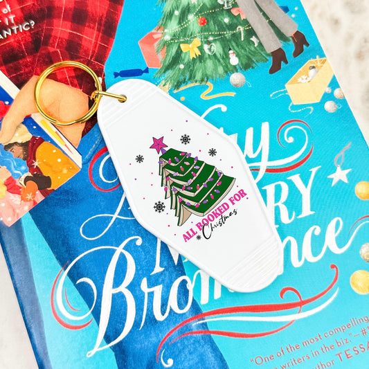 All Booked For Christmas Motel Keychain - Starry Skies Austin