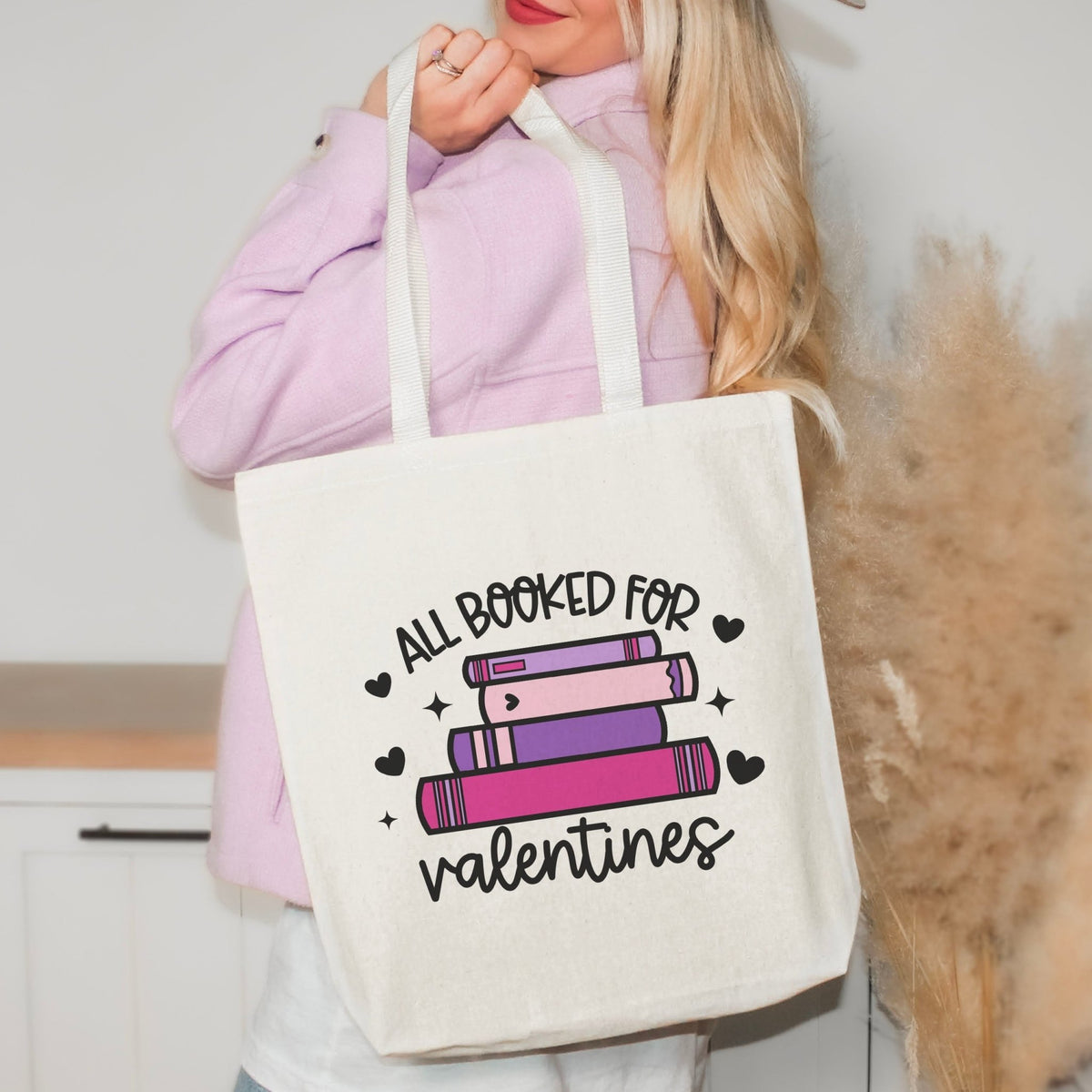 All Booked for Valentines Canvas Tote Bag - Starry Skies Austin