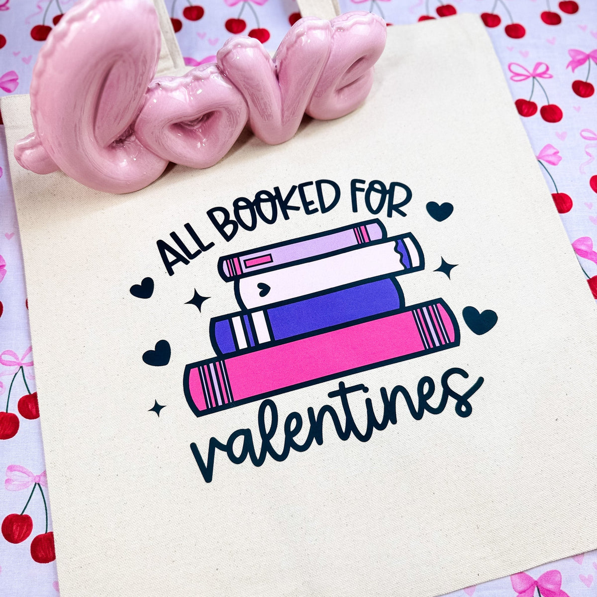 All Booked for Valentines Canvas Tote Bag - Starry Skies Austin