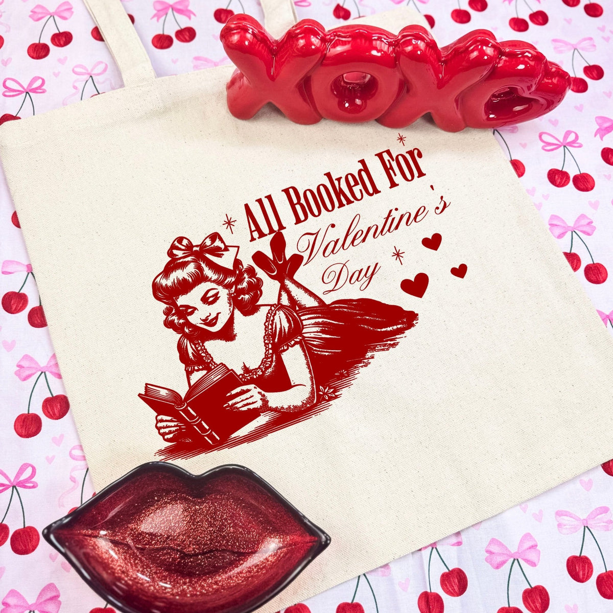 All Booked For Valentine’s Day Canvas Tote Bag - Starry Skies Austin
