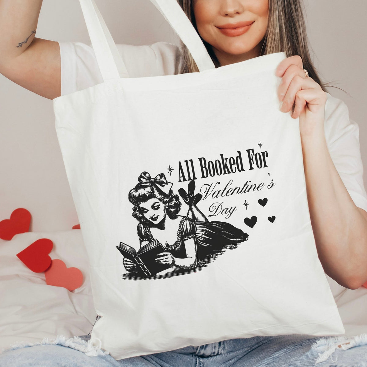 All Booked For Valentine’s Day Canvas Tote Bag - Starry Skies Austin