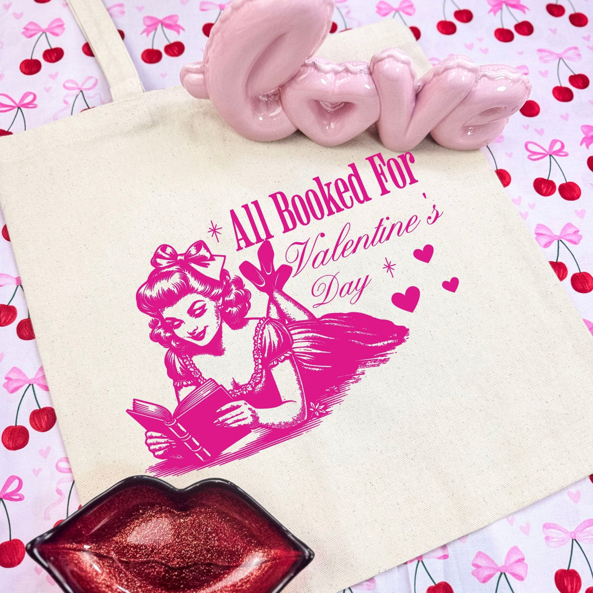 All Booked For Valentine’s Day Canvas Tote Bag - Starry Skies Austin