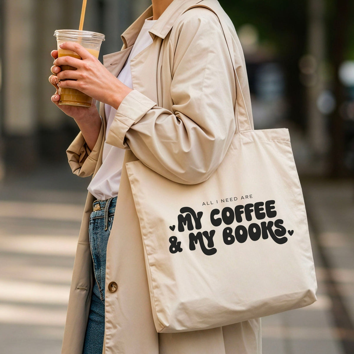 All I Need Are My Coffee & My Books Canvas Tote Bag - Starry Skies Austin