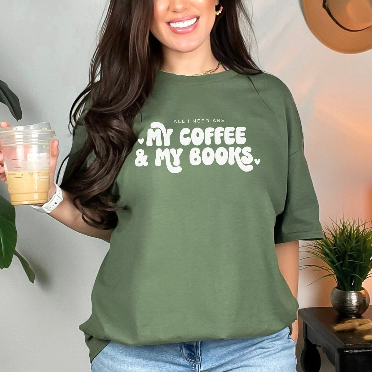 All I Need Are My Coffee & My Books Gildan Softstyle Shirt - Starry Skies Austin