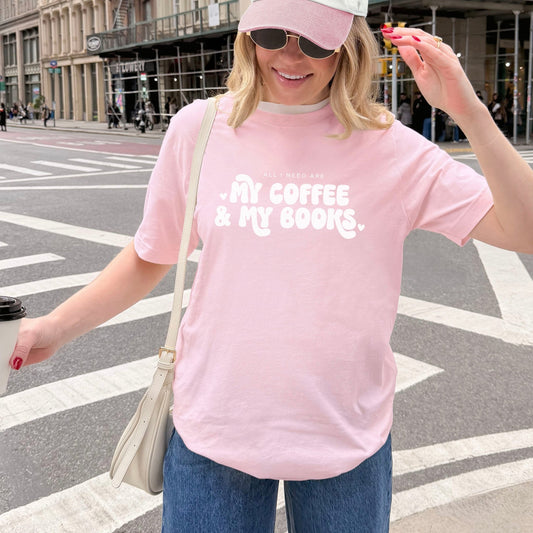All I Need Are My Coffee & My Books Gildan Softstyle Shirt - Starry Skies Austin