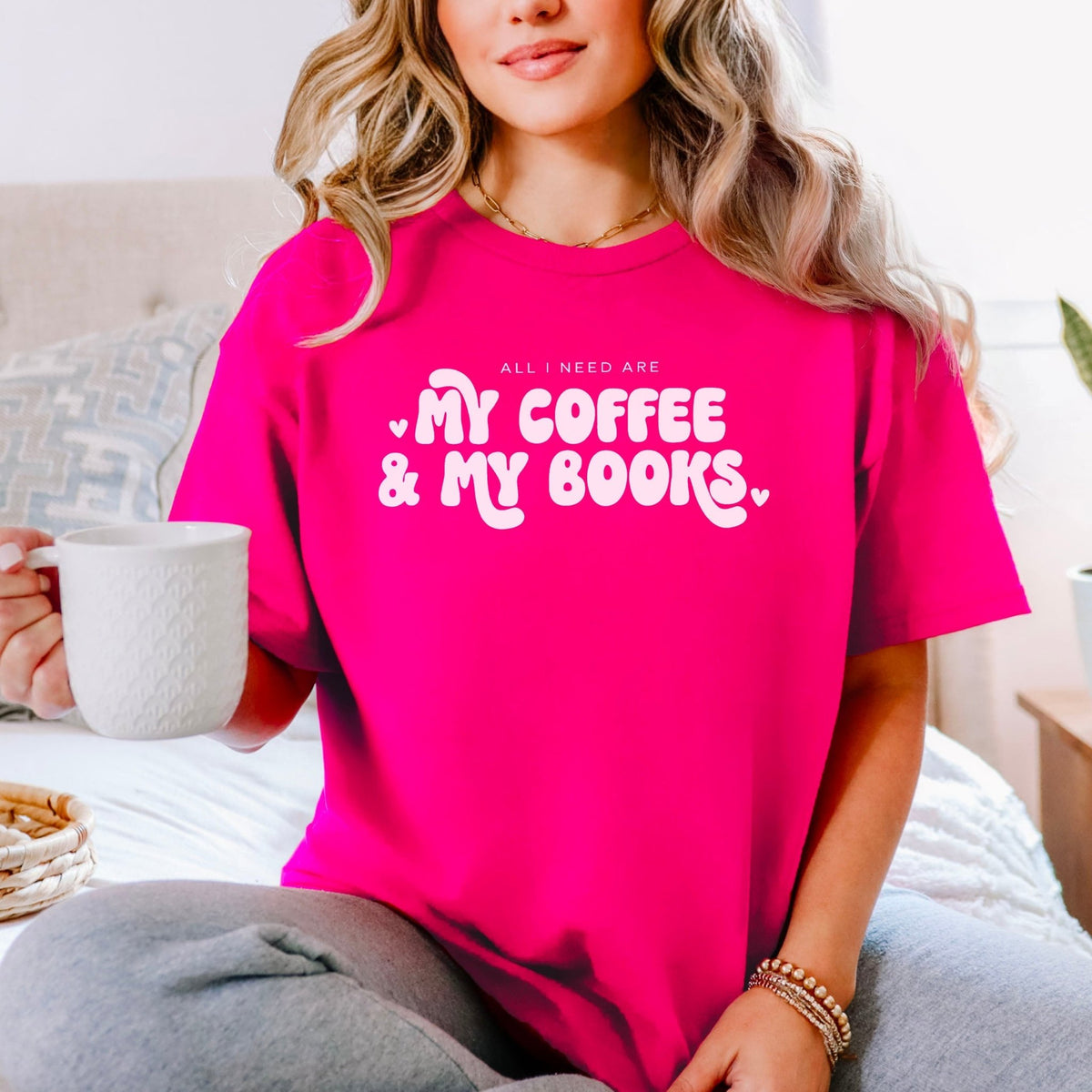 All I Need Are My Coffee & My Books Gildan Softstyle Shirt - Starry Skies Austin