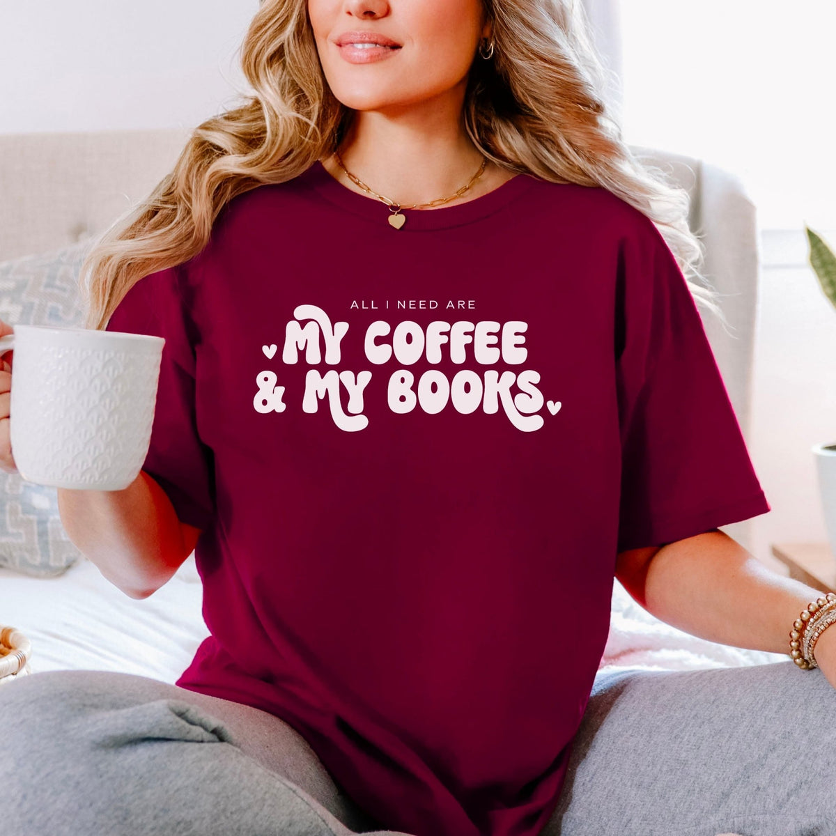 All I Need Are My Coffee & My Books Gildan Softstyle Shirt - Starry Skies Austin