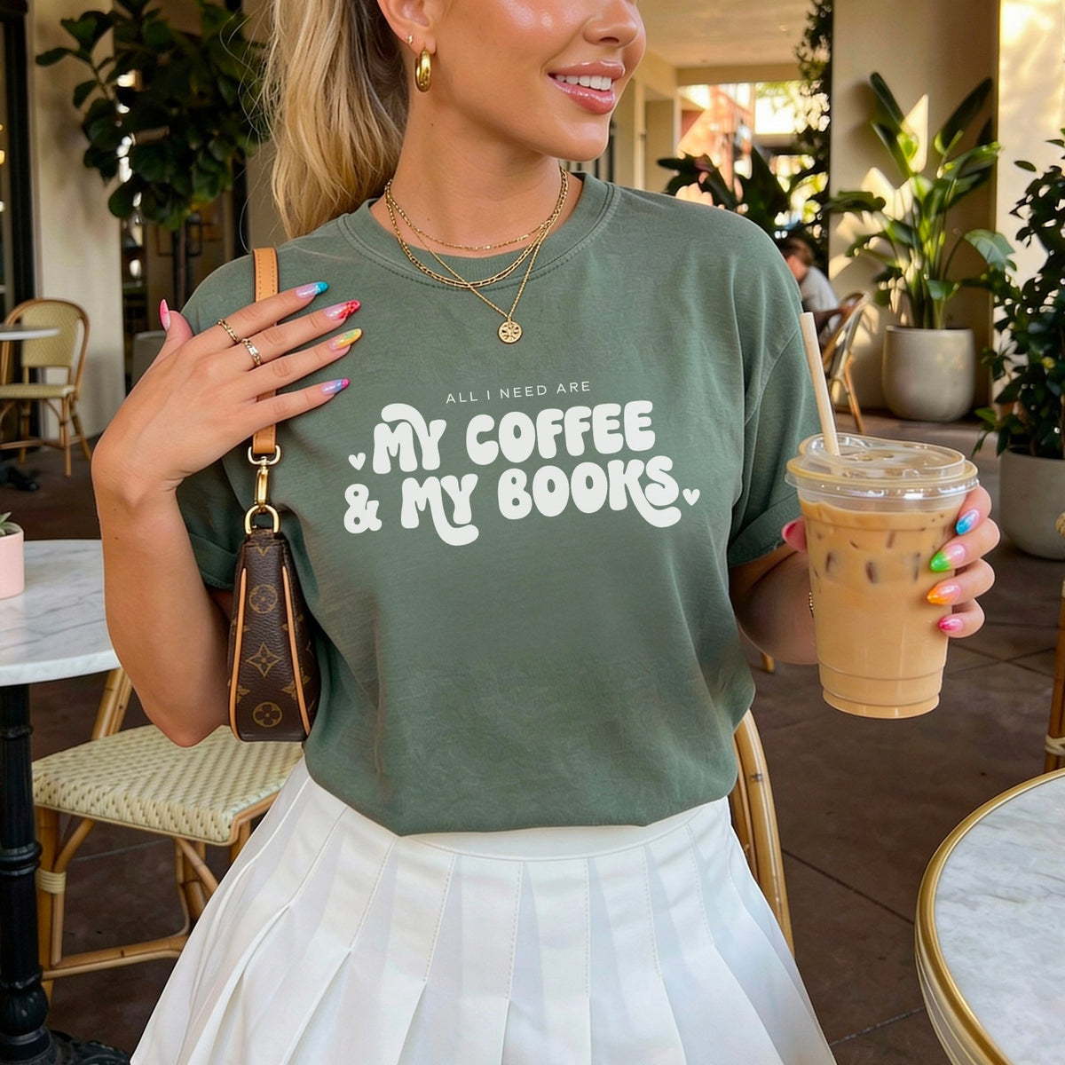 All I Need Are My Coffee & My Books Heavyweight Comfort Colors Shirt - Starry Skies Austin