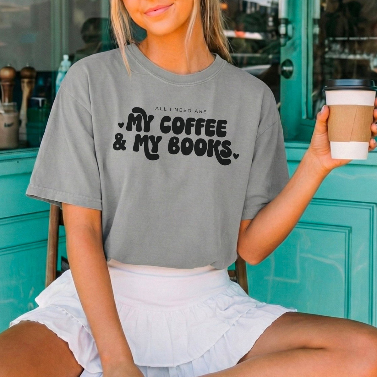 All I Need Are My Coffee & My Books Heavyweight Comfort Colors Shirt - Starry Skies Austin