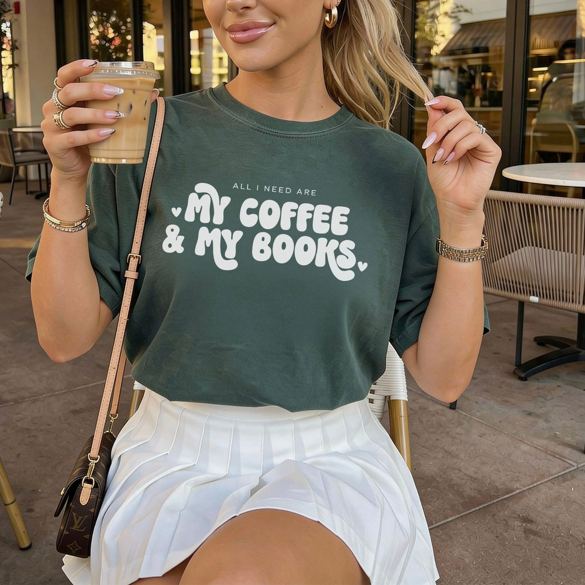 All I Need Are My Coffee & My Books Heavyweight Comfort Colors Shirt - Starry Skies Austin
