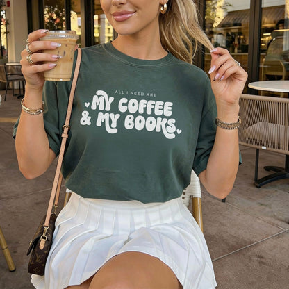 All I Need Are My Coffee & My Books Heavyweight Comfort Colors Shirt - Starry Skies Austin