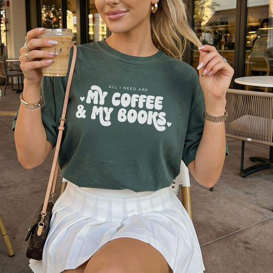 All I Need Are My Coffee & My Books Heavyweight Comfort Colors Shirt - Starry Skies Austin