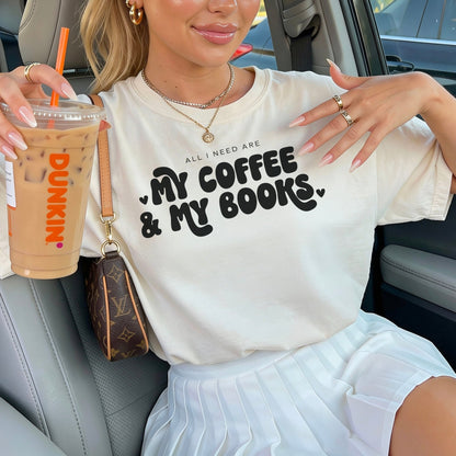 All I Need Are My Coffee & My Books Heavyweight Comfort Colors Shirt - Starry Skies Austin