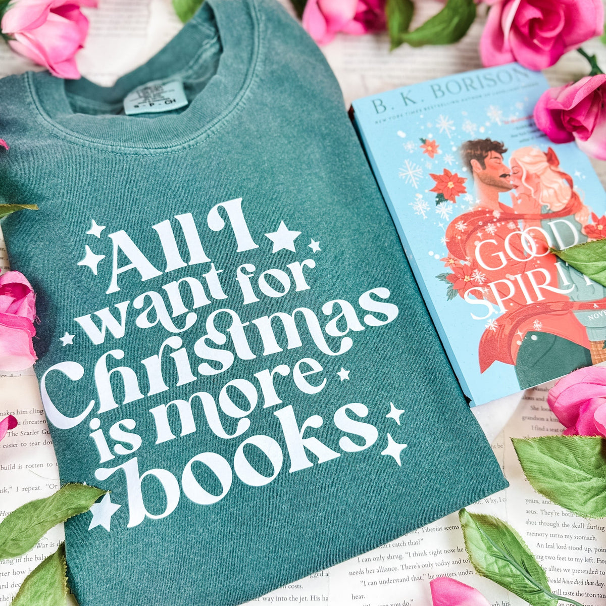 All I Want for Christmas is More Books Heavyweight Comfort Colors Shirt - Starry Skies Austin