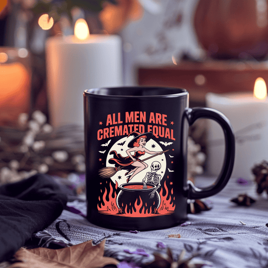 All Men Are Cremated Equal Spooky Mug - Starry Skies Austin