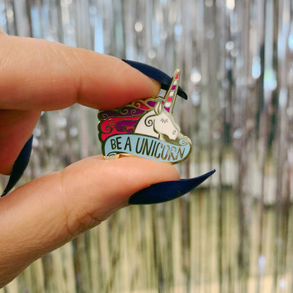 Always Be Yourself Unless You Can Be A Unicorn Enamel Pin on Gift Card - Starry Skies Austin