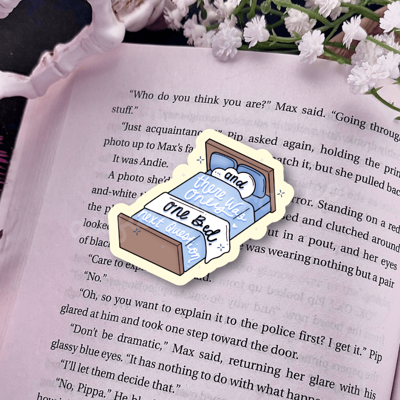...and There Was Only One Bed, Next Question Sticker - Starry Skies Austin