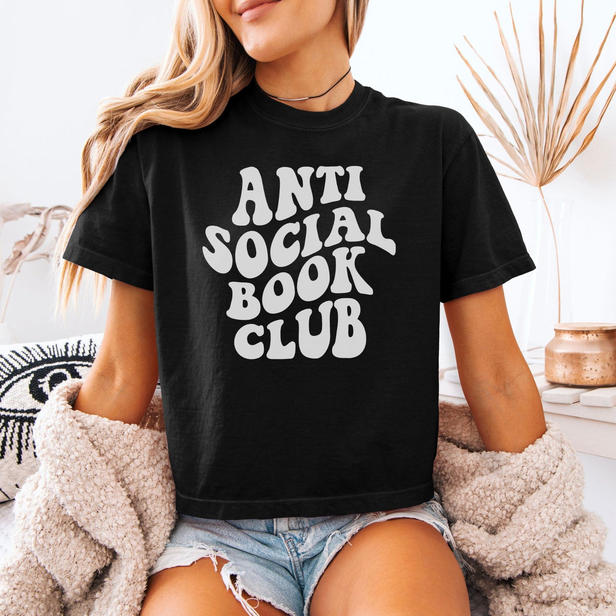 Anti Social Book Club Comfort Colors Heavyweight Boxy Cropped Shirt - Starry Skies Austin