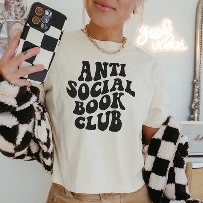Anti Social Book Club Comfort Colors Heavyweight Boxy Cropped Shirt - Starry Skies Austin