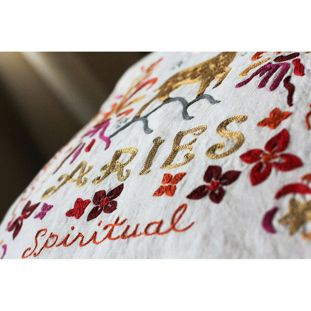Aries Astrology Hand-Embroidered Pillow by Cat Studio - Starry Skies Austin