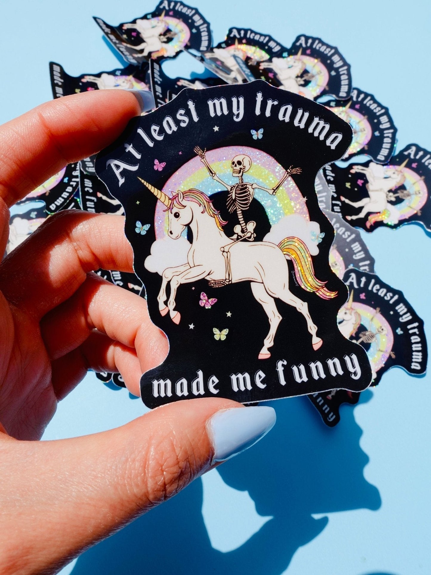 At Least My Trauma Made Me Funny Sticker - Starry Skies Austin