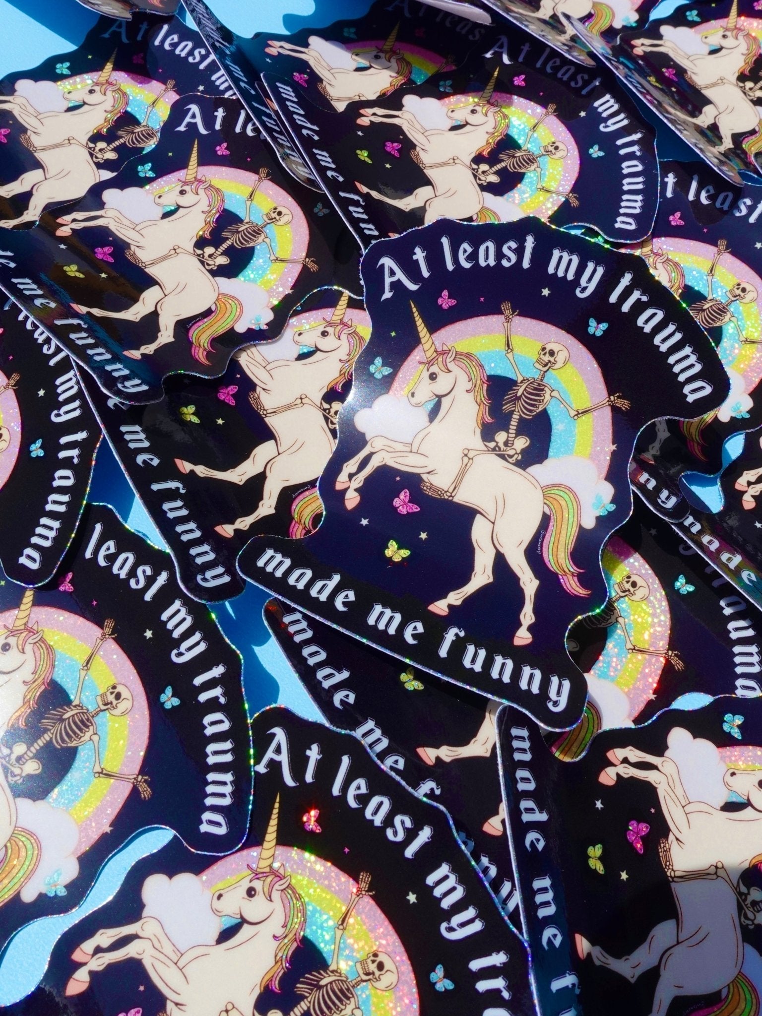 At Least My Trauma Made Me Funny Sticker - Starry Skies Austin