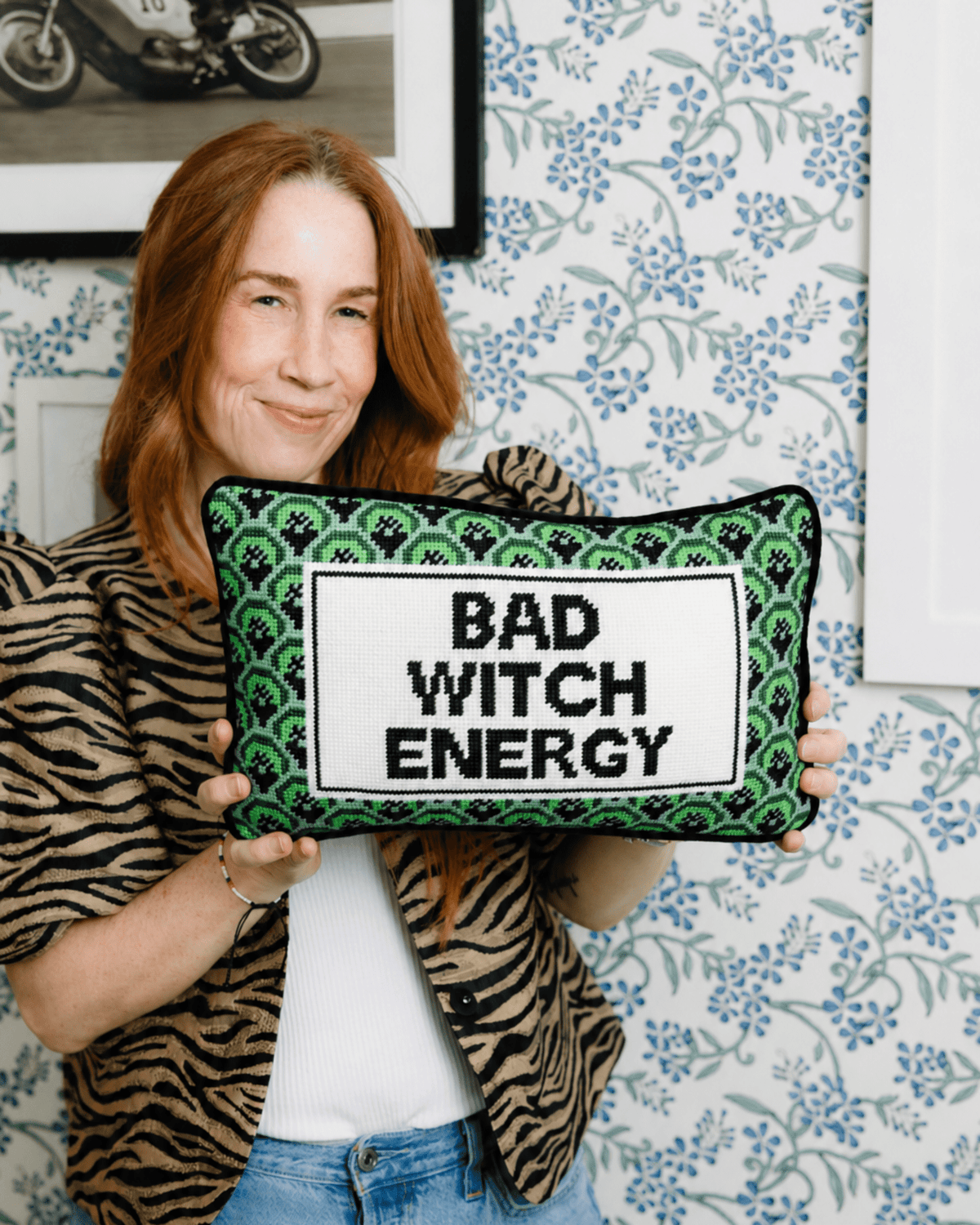 Bad Witch Energy Needlepoint Pillow - Starry Skies Austin