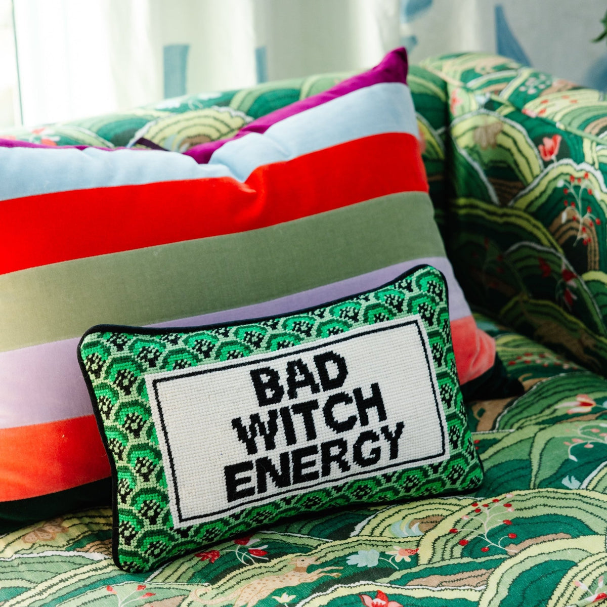Bad Witch Energy Needlepoint Pillow - Starry Skies Austin