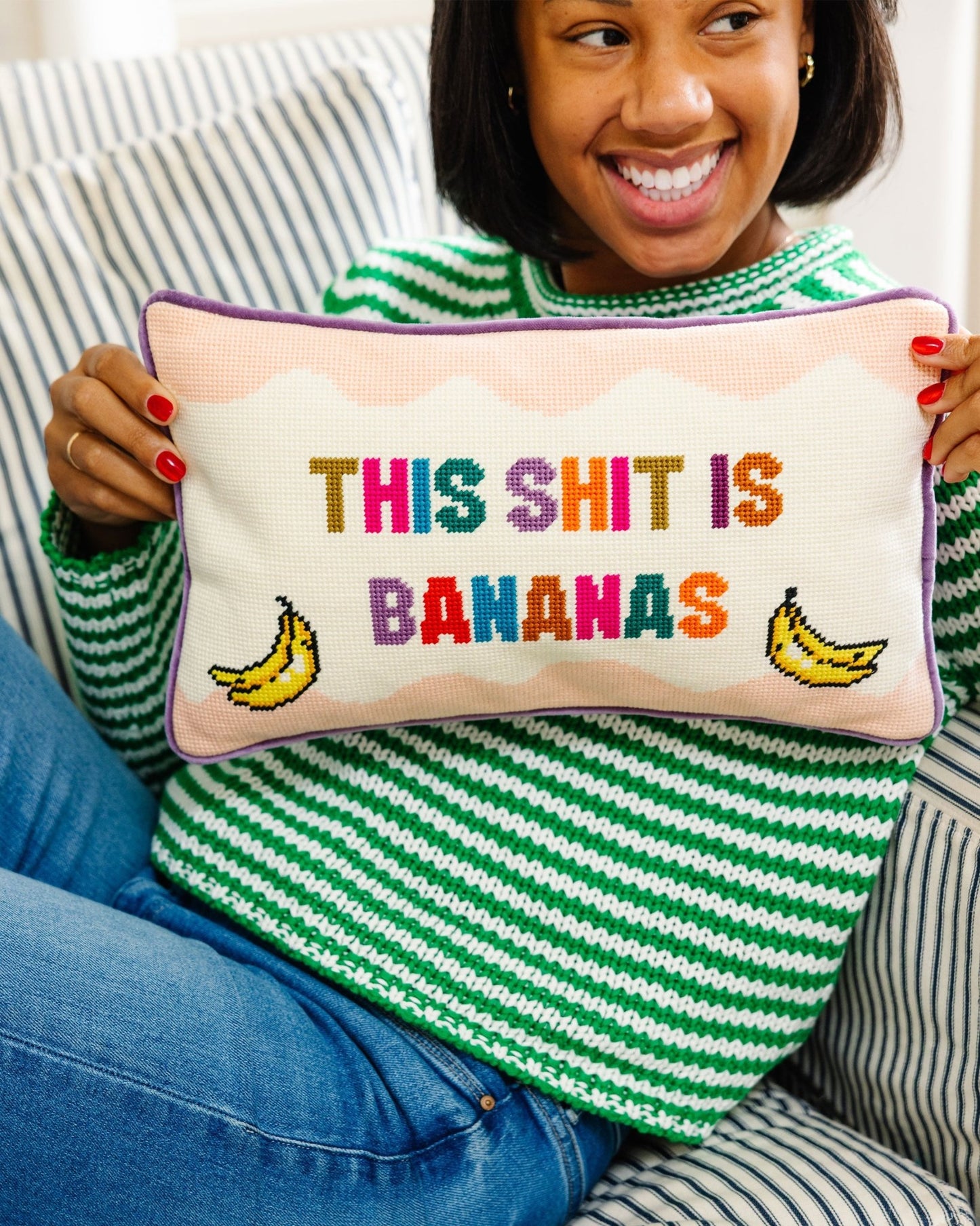 Bananas Needlepoint Pillow - Starry Skies Austin