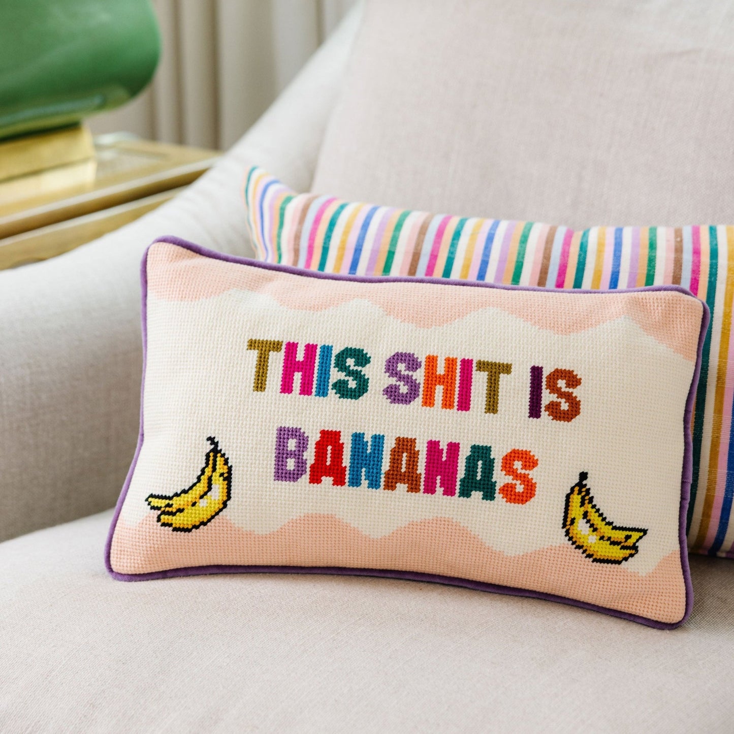 Bananas Needlepoint Pillow - Starry Skies Austin