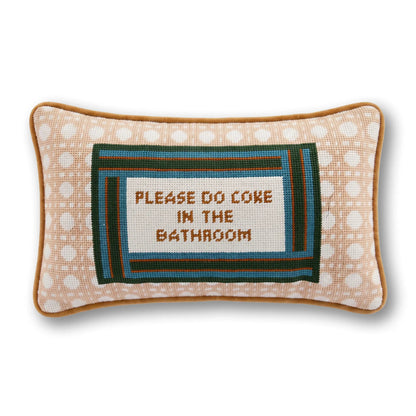 Bathroom Etiquette Needlepoint Pillow - Starry Skies Austin