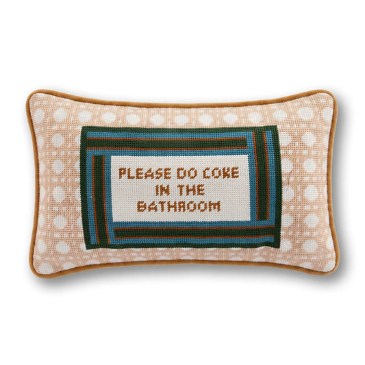 Bathroom Etiquette Needlepoint Pillow - Starry Skies Austin