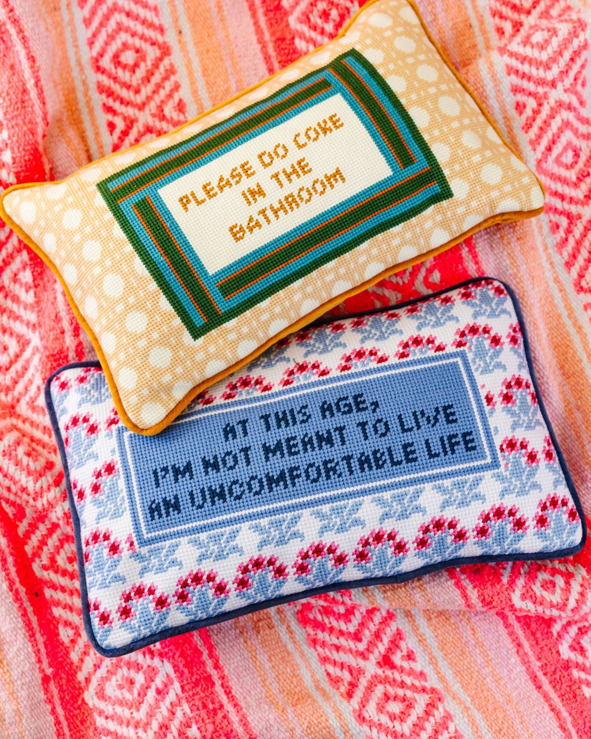 Bathroom Etiquette Needlepoint Pillow - Starry Skies Austin