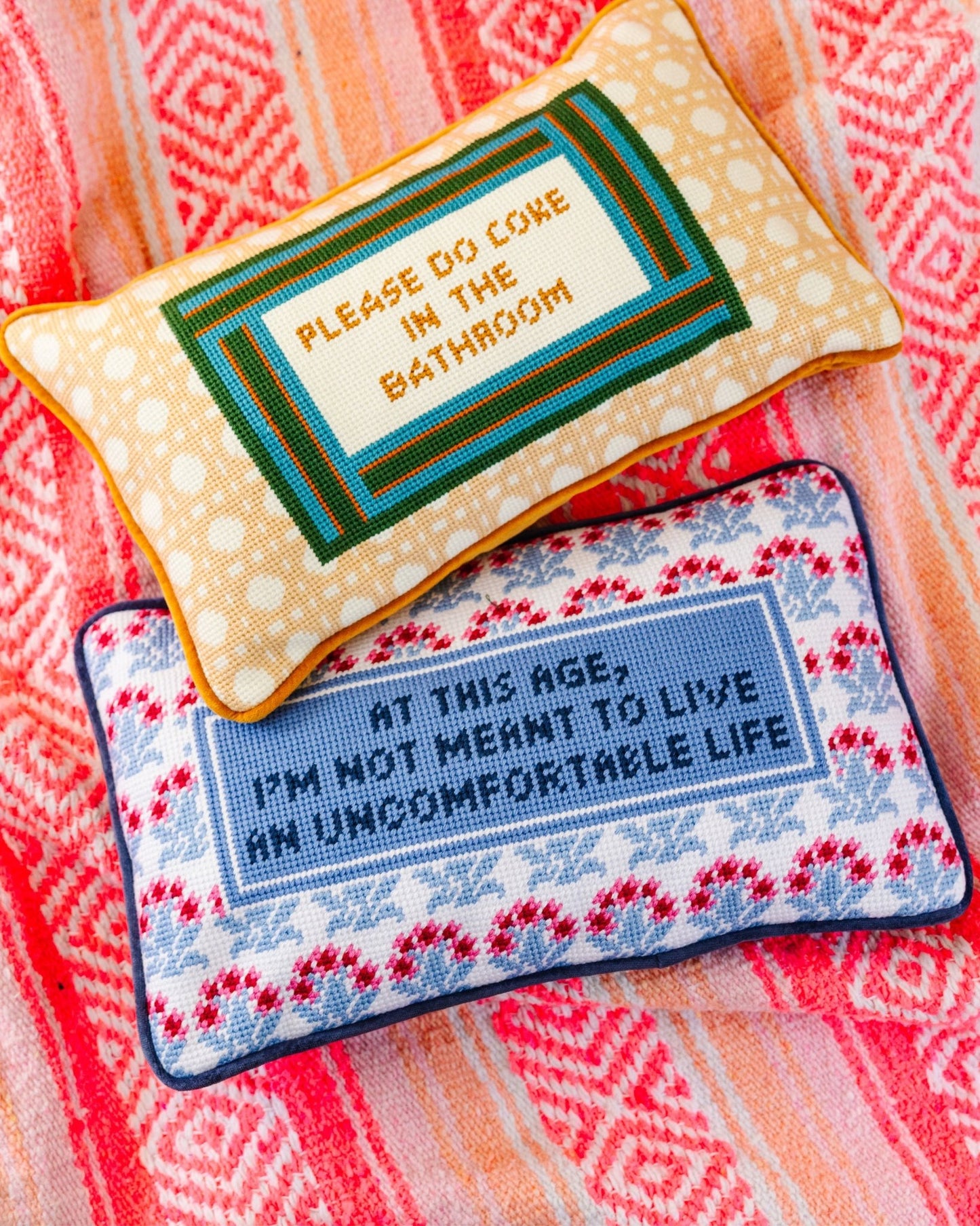 Bathroom Etiquette Needlepoint Pillow - Starry Skies Austin