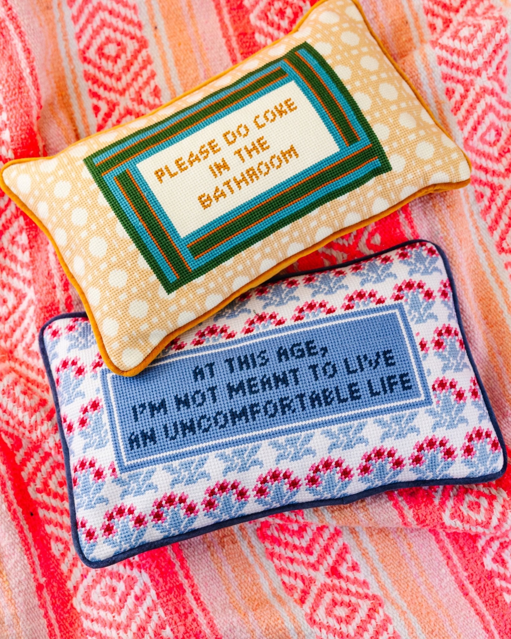 Bathroom Etiquette Needlepoint Pillow - Starry Skies Austin