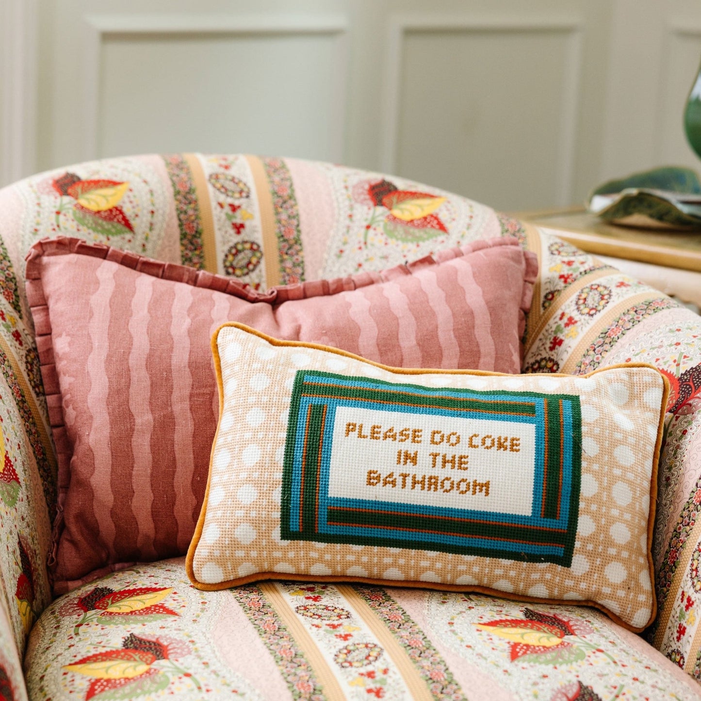 Bathroom Etiquette Needlepoint Pillow - Starry Skies Austin