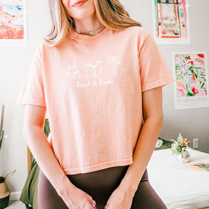 Beach & Books Heavyweight Comfort Colors Boxy Cropped Tee - Starry Skies Austin