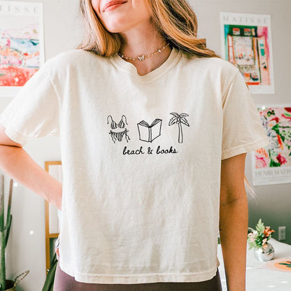 Beach & Books Heavyweight Comfort Colors Boxy Cropped Tee - Starry Skies Austin