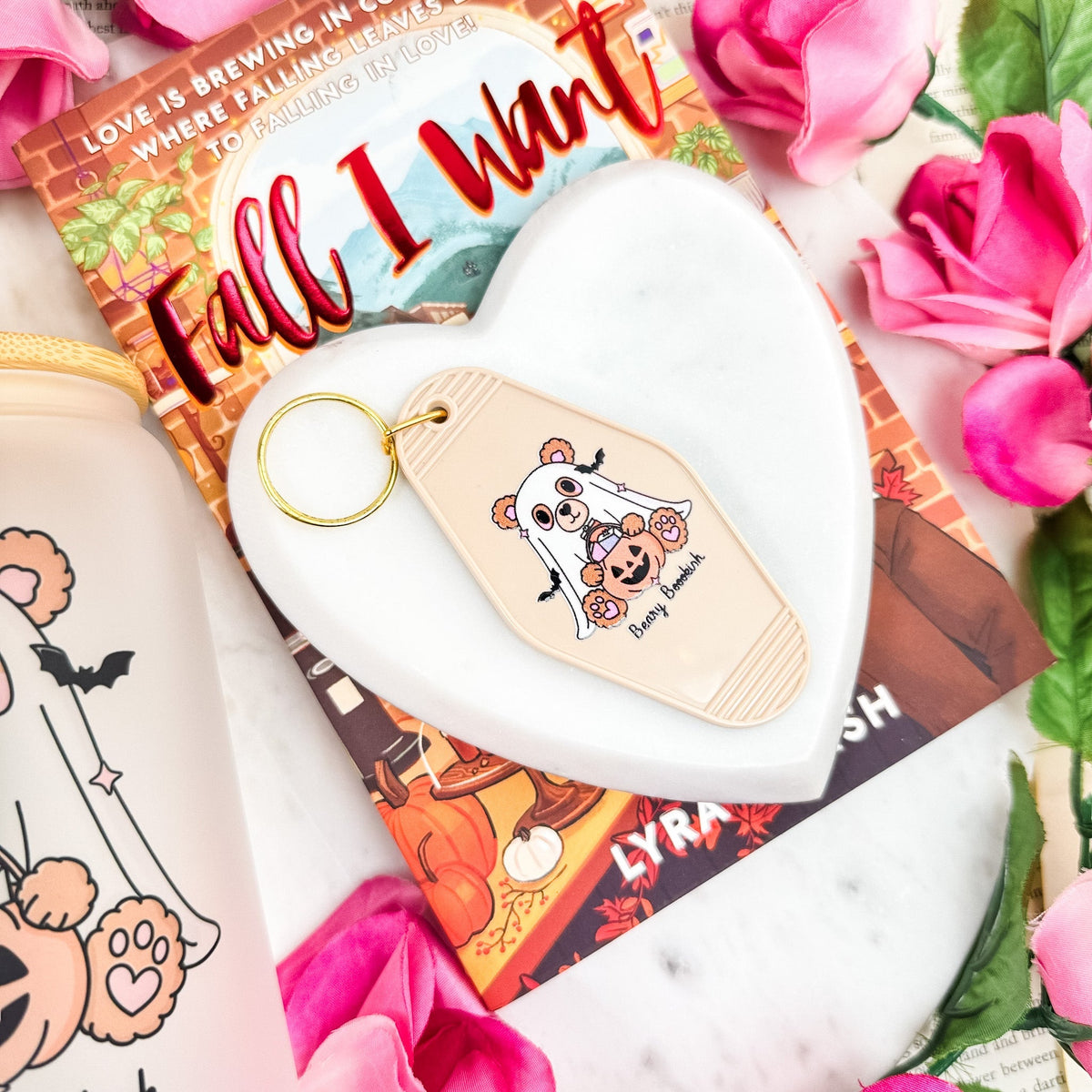 Beary Bookish Motel Keychain - Starry Skies Austin