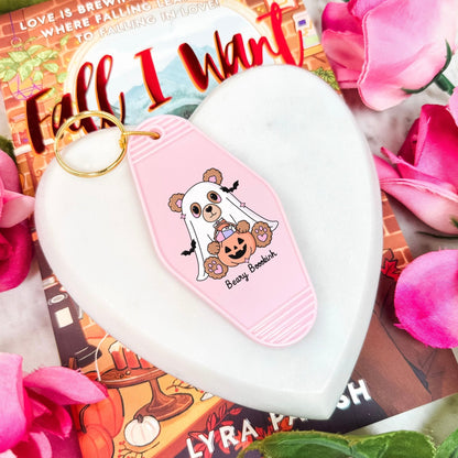 Beary Bookish Motel Keychain - Starry Skies Austin