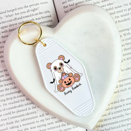 Beary Bookish Motel Keychain - Starry Skies Austin