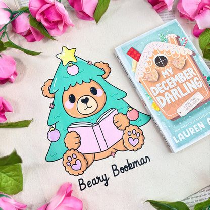Beary Bookmas Canvas Tote Bag - Starry Skies Austin